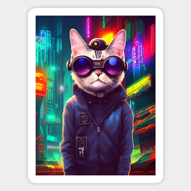 Cool Japanese Techno Cat In Japan Neon City Magnet by star trek fanart and more